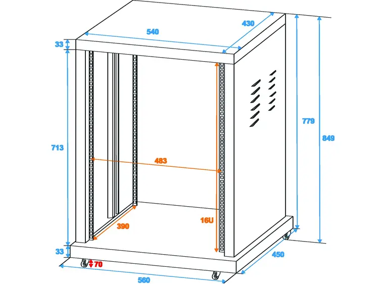 Steel rack SR-19, 16 units 